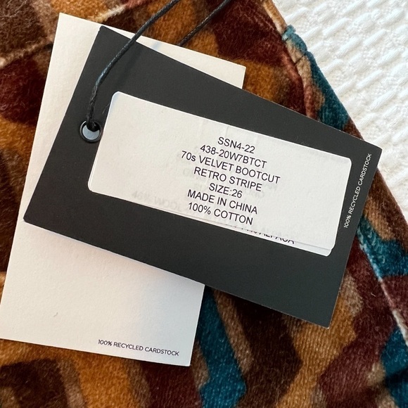 RE/DONE 70's Velvet bootcut in Retro stripe size 26 NWT - Picture 16 of 16